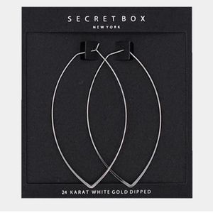 Secret Box Oval 24 Karat White Gold  Dipped Earrings 3 inches (Y)
